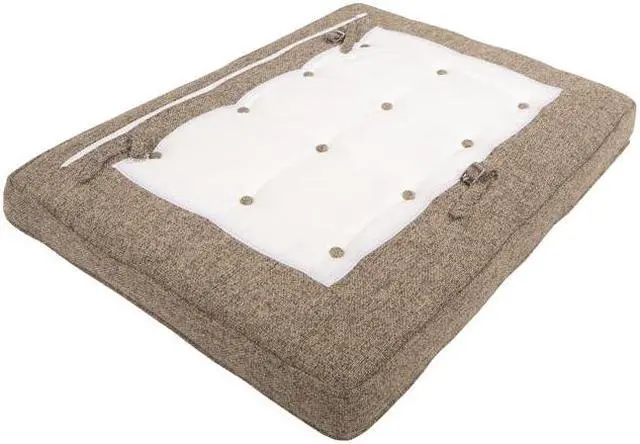 Alt view image 12 of 12 - LeisureMod Bellefonte Mid-Century Pavilion Accent Ottoman in Oatmeal Wool