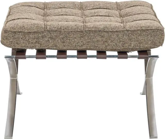 Alt view image 9 of 12 - LeisureMod Bellefonte Mid-Century Pavilion Accent Ottoman in Oatmeal Wool