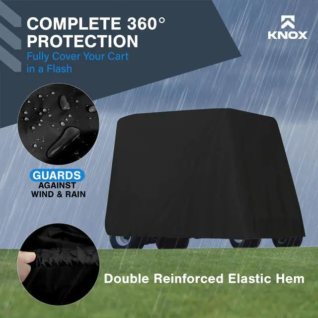 Alt view image 4 of 7 - Golf Cart Covers 4 Passenger, 2+2 Seater Waterproof Cover, 79" Long Roof, Black, Compatible with EZGO TXT/RXV, Club Car DS/Precedent, Evolution, ICON, Yamaha Golf Cart Cover