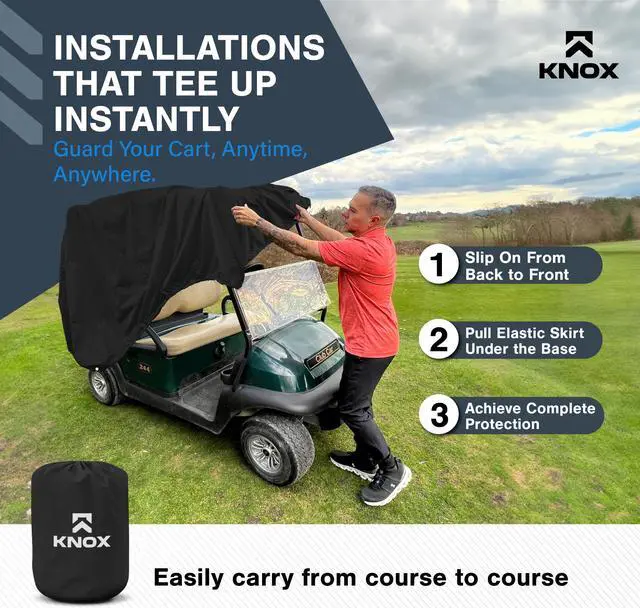 Alt view image 7 of 7 - Golf Cart Covers 4 Passenger, 2+2 Seater Waterproof Cover, 79" Long Roof, Black, Compatible with EZGO TXT/RXV, Club Car DS/Precedent, Evolution, ICON, Yamaha Golf Cart Cover