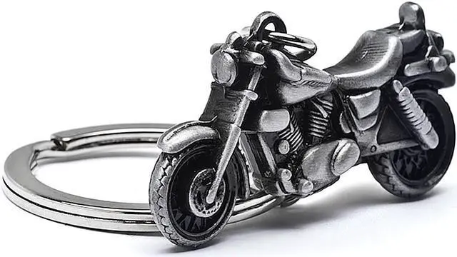 Alt view image 3 of 7 - New 3D Motorcycle Cruiser Bike Keychain Key Ring Chain Motor Keyring Gray Metal
