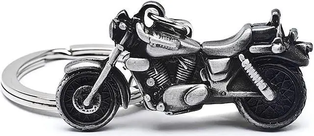 Alt view image 4 of 7 - New 3D Motorcycle Cruiser Bike Keychain Key Ring Chain Motor Keyring Gray Metal