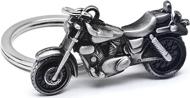Main image of New 3D Motorcycle Cruiser Bike Keychain Key Ring Chain Motor Keyring Gray Metal