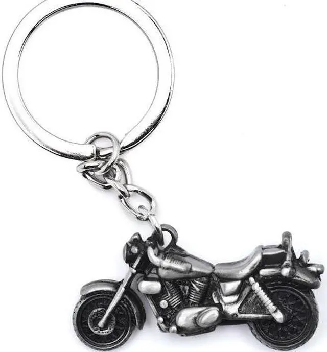 Alt view image 7 of 7 - New 3D Motorcycle Cruiser Bike Keychain Key Ring Chain Motor Keyring Gray Metal