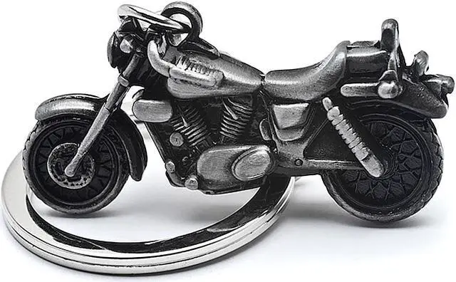 Alt view image 2 of 7 - New 3D Motorcycle Cruiser Bike Keychain Key Ring Chain Motor Keyring Gray Metal