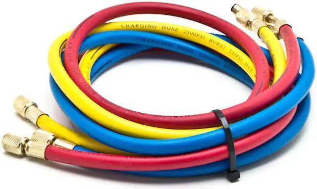 Alt view image 2 of 2 - HVAC R12 R22 R502 A/C Diagnostic Manifold Gauge Kit w/ 3 Color 60" Charging Hose