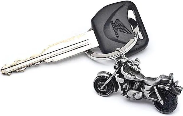 Alt view image 6 of 7 - New 3D Motorcycle Cruiser Bike Keychain Key Ring Chain Motor Keyring Gray Metal