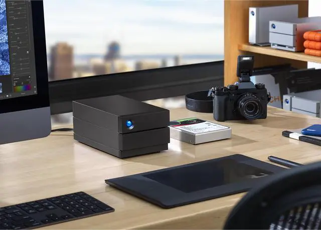 Alt view image 3 of 15 - LaCie 2big RAID 8TB USB-C External Hard Drive STHJ8000800 Black