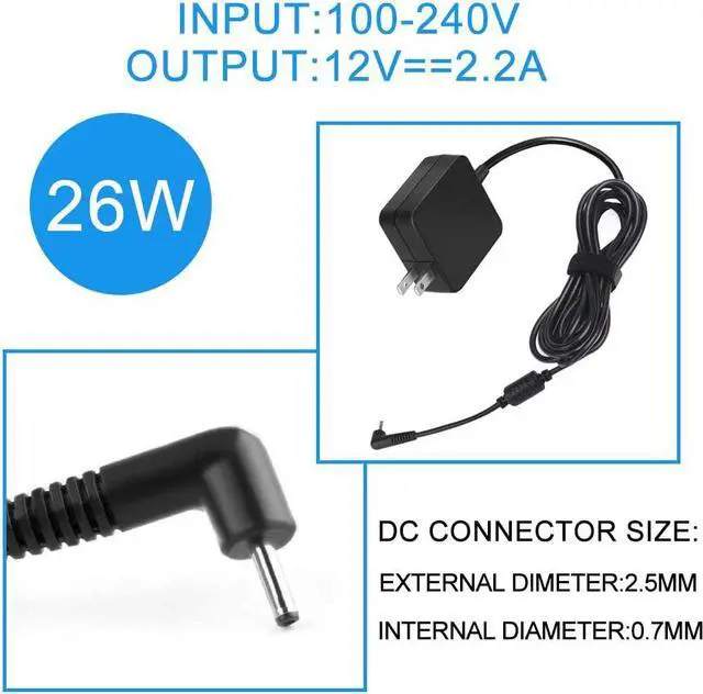 Alt view image 2 of 7 - 26W AC Adapter Charger for Samsung 11.6" Chromebook 3 PA-1250-98 Xe500c13 Xe500c12 Xe501c13 500C 501C Xe503c12 Xe503c32 503C Laptop Power Supply Cord