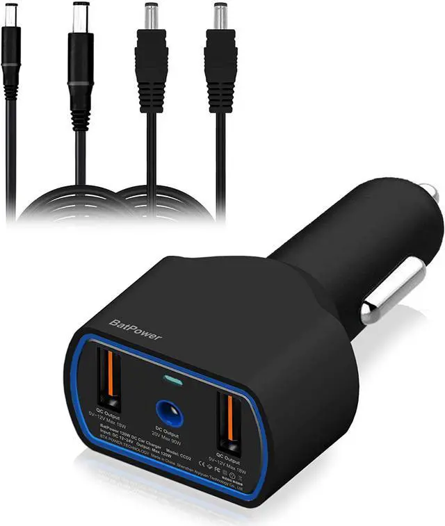 Main image of BatPower CCD2 High Power Delivery 120W Laptop Car Charger Compatible with Dell Inspiron Latitude XPS Mini Precision Studio Vostro Laptop Notebook Vehicle Charger DC 12v-24v auto Adapter