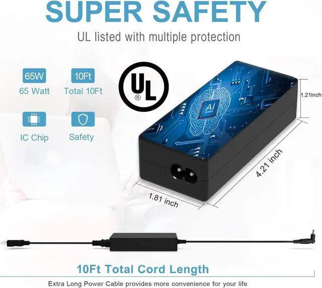 Alt view image 2 of 5 - Charger Fit for HP Probook 645 G1 Notebook PC Laptop Power Supply Adapter Cord