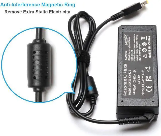Alt view image 4 of 7 - 65W 20V 3.25A USB Tip AC Laptop Adapter Charger for Lenovo Thinkpad T470 T440 T460 G50-45 G50-80 G50-70 Z50-70 Z50-75 X250 E440 E450 E550 E560 for IdeaPad Yoga 2 11 13 2 Pro 0A36258 Power Supply Cord