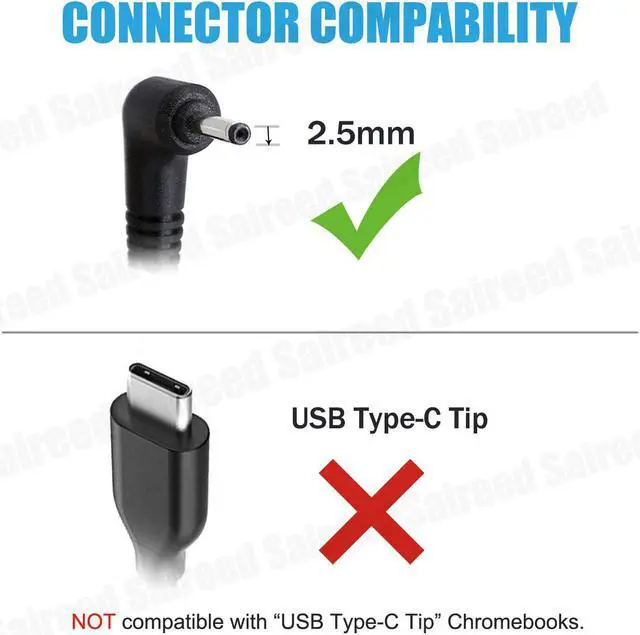 Alt view image 4 of 4 - AC Charger for Samsung Chromebook 3 2 11.6 XE500C13 XE501C13 PA-1250-98 500C Laptop AC Adapter Power Supply with 7ft Charging Power Cord