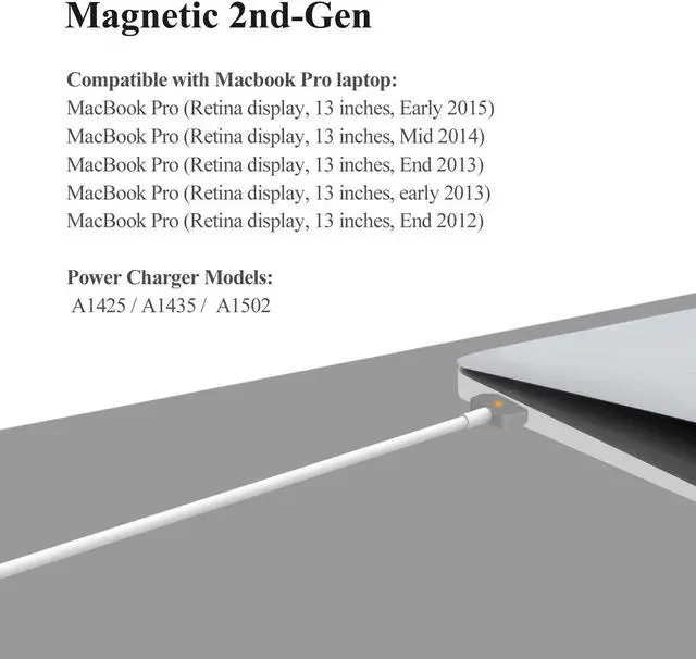 Alt view image 4 of 7 - 60W MacBook Pro Charger - Magnetic T-Tip Power Adapter | Fast & Safe Charging for MacBook Pro 13 Retina (Late 2012) MacBook Air | Compact & Durable Replacement for Genuine Adapter