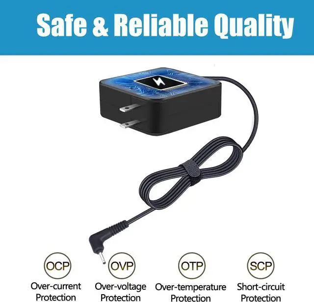 Alt view image 3 of 4 - AC Charger for Samsung Chromebook 3 2 11.6 XE500C13 XE501C13 PA-1250-98 500C Laptop AC Adapter Power Supply with 7ft Charging Power Cord