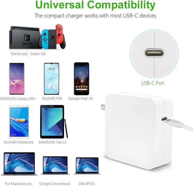 Alt view image 7 of 7 - 65W USB Type C Charger for MacBook Pro 13,HP Spectre x360 13 15,ASUS,Dell,Acer, Xiaomi Air, Huawei Matebook,Lenovo, ThinkPad X1,Chromebook C330 20V 3.25A Laptops or Smart Phones Supply Cord