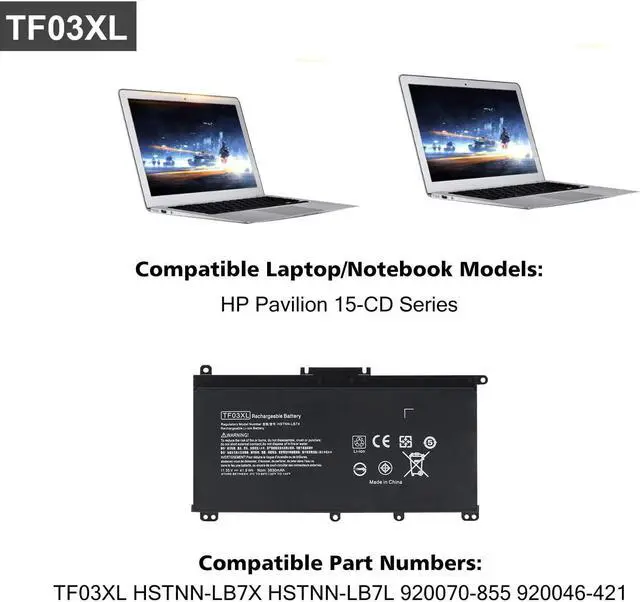Alt view image 3 of 6 - SWEALEER TF03XL Laptop Battery Compatible with HP Pavilion 15-CC 15-CD 15-cc154cl 15-cc060wm 15-cc152od 15-cc055od 15-cd040wm 17-AR007CA 17-AR050WM 920046-121 421 541 920070-855 HSTNN-IB7Y [TF03XL]