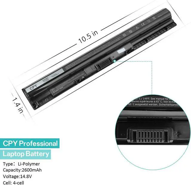 Alt view image 3 of 7 - CPY Laptop Battery M5Y1K (14.8V 40wh 2600mah) for Dell Inspiron 3451 3551 3567 5551 5555 5558 5559 5758 5759 Vostro 3458 3459 3468 3558 Inspiron 14 15 3000 Series