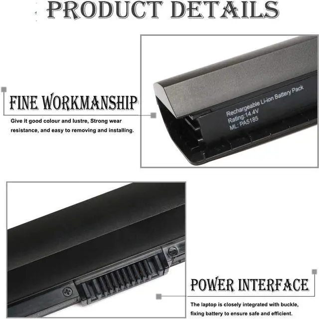 Alt view image 2 of 6 - PA5185U-1BRS Laptop Battery Replacement for Toshiba Satellite C55T C55 C55D C55-B5200 C55-B5270 C55D-B5310 L55 L55D L55T PA5186U-1BRS PA5184U-1BRS Series Notebook