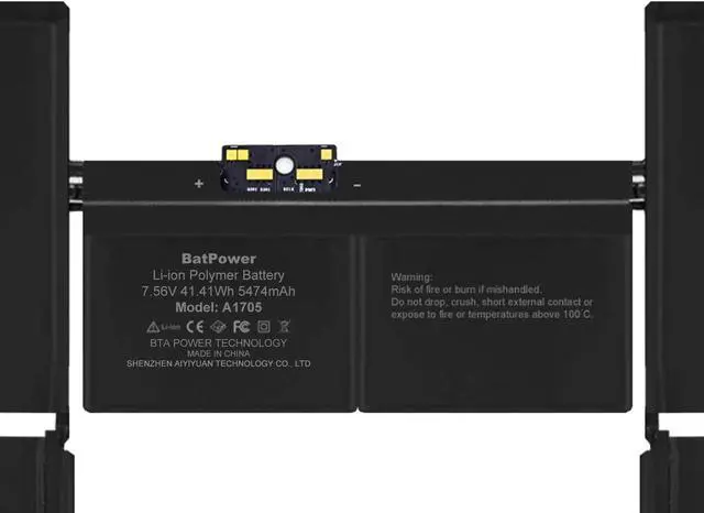 Alt view image 3 of 7 - BatPower A1705 Replacement Laptop Battery for Apple Early 2016 Mid 2017 MacBook 12-inch Retina A1534 EMC 2991 EMC 3099 Battery MacBook 12" Retina A1534 Apple A1705 Battery 41.41Wh