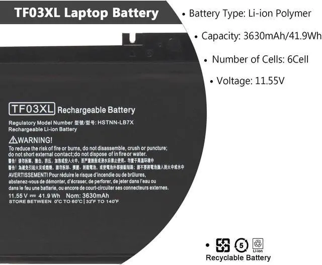 Alt view image 4 of 6 - SWEALEER TF03XL Laptop Battery Compatible with HP Pavilion 15-CC 15-CD 15-cc154cl 15-cc060wm 15-cc152od 15-cc055od 15-cd040wm 17-AR007CA 17-AR050WM 920046-121 421 541 920070-855 HSTNN-IB7Y [TF03XL]