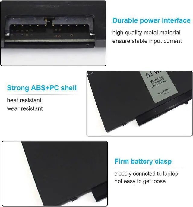Alt view image 5 of 7 - 7.4V 51Wh Type G5M10 Laptop Battery Compatible with Dell Latitude E5450 E5550 E5250 15.6 inch 8V5GX R9XM9 WYJC2 1KY05 080-854-0066 0WYJC2 451-BBLN Standard Rechargeable 4-Cell Li-Polymer Battery New