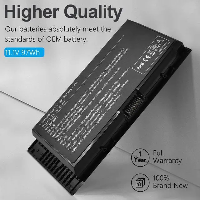 Alt view image 2 of 7 - LQM 11.1V 97Wh 9-Cell New Laptop Battery for Dell Precision M4600 M4800 M6600 M6700 M6800 PN:FV993 FJJ4W PG6RC 7DWMT JHYP2 K4RDX KJ321 R7PND RY6WH