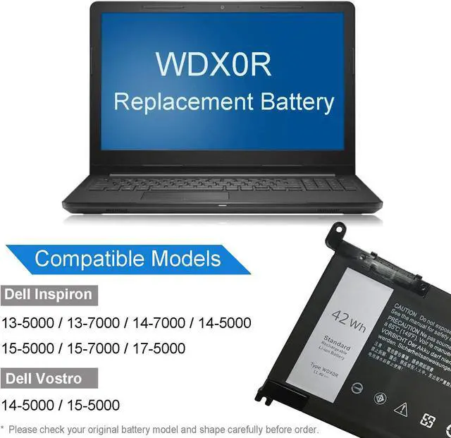 Alt view image 3 of 6 - NATNO WDX0R Laptop Battery for Dell Inspiron 13-5000 13-7000 15-5000 15-7000 17-5000 Series 7378 7368 5368 5378 5379 7560 7569 7570 7579 5565 5567 5568 5578 5767 5765 [42Wh 11.4V 4Cell]
