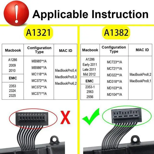 Alt view image 5 of 6 - A1382 Battery for MacBook Pro 15 inch A1286 Early 2011 Late 2011 Mid 2012 New Replacement Laptop Battery (7200mAh 10.95V/78.84Wh 25 Months Warranty)
