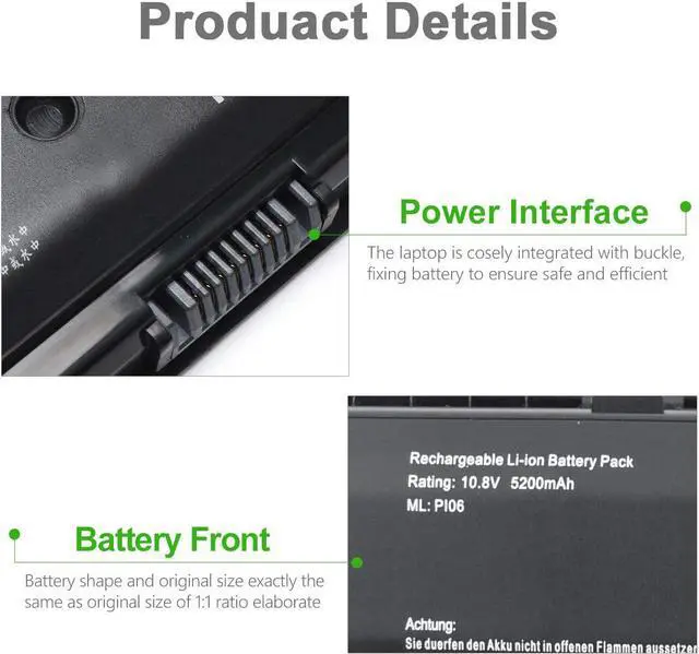 Alt view image 4 of 6 - Tinkon PI06 P106 Notebook Battery 710416-001 710417-001 Replace for HP Envy Pavilion 14 15 17 touchsmart 17 17-E000 Series Laptop HSTNN-LB4N HSTNN-LB40 HSTNN-YB4N
