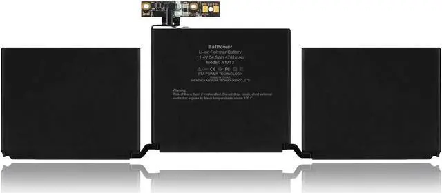 Alt view image 5 of 7 - BatPower A1713 Replacement Laptop Battery for Apple Late 2016 Mid 2017 MacBook Pro 13-inch A1708 EMC 2978 EMC 3164 Battery MacBook Pro 13" Two Thunderbolt 3 Ports A1708 Apple A1713 Battery 54.5Wh