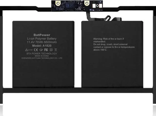 Alt view image 3 of 7 - BatPower A1820 Replacement Laptop Battery for Apple Late 2016 Mid 2017 MacBook Pro 15-inch Touch Bar A1707 EMC 3072 EMC 3162 Battery MacBook Pro 15" Touch Bar A1707 Apple A1820 Battery 76Wh