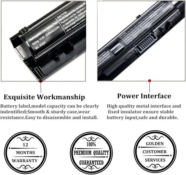 Alt view image 5 of 6 - WENYAA K104 800049-001 Notebook Battery for HP Spare 800050-001 800009-421 800010-421 KI04; Pavilion 14-ab 14T-ab 15-ab 15-an 17-g Series;fit TPN-Q158 HSTNN-LB6S HSTNN-LB6T Laptop