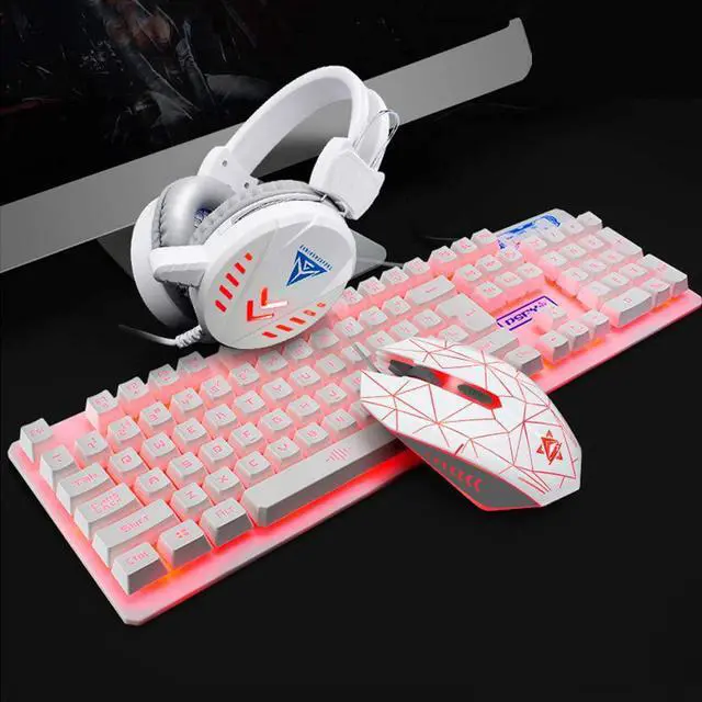 Main image of 58bh Gaming Keyboard Mouse Headset Mouse Pad Combo Set 4 in 1 Bundle USB Equipment Waterproof Mechanical Feel Black Blue Light Black Colorful Light White Colorful Light