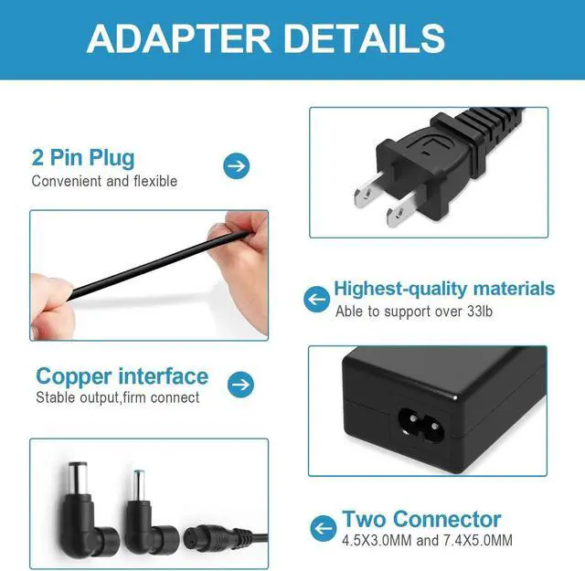 Alt view image 3 of 5 - Charger Fit for HP Probook 645 G1 Notebook PC Laptop Power Supply Adapter Cord