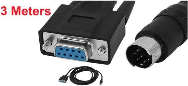 Alt view image 2 of 2 - XJS 8P Mini Din Male to Female DB9 RS232 PLC Programming Adapter Cable 10Ft (DB9 RS232)