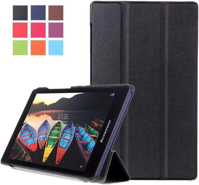 Main image of for Lenovo Tab3 8 Case, Ultra Slim Hard Case + PU Leather Smart Cover Stand for 8.0" Tablet TB3-850/Tab2 A8-50, Black