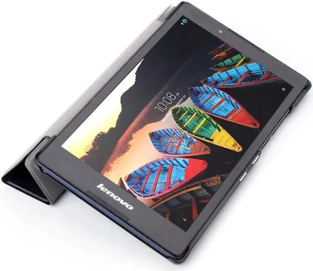 Alt view image 5 of 6 - for Lenovo Tab3 8 Case, Ultra Slim Hard Case + PU Leather Smart Cover Stand for 8.0" Tablet TB3-850/Tab2 A8-50, Black