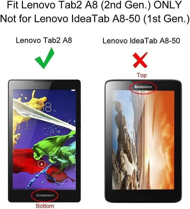 Alt view image 2 of 6 - for Lenovo Tab3 8 Case, Ultra Slim Hard Case + PU Leather Smart Cover Stand for 8.0" Tablet TB3-850/Tab2 A8-50, Black