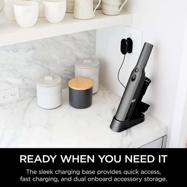 Alt view image 2 of 7 - Shark WV201 WANDVAC Handheld Vacuum, Lightweight at 1.4 Pounds with Powerful Suction, Charging Dock, Single Touch Empty and Detachable Dust Cup (Gray)