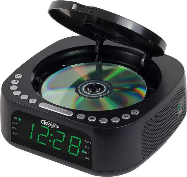 Alt view image 3 of 6 - Jensen JCR-375 Audio CD Player Tabletop All-in-one Stereo Dual Alarm Clock Digital FM Radio | Top-Loading CD/MP3/WMA Discs Player | USB Charging Port 2.1A | Headphone Jack | 0.9 Display Green LED