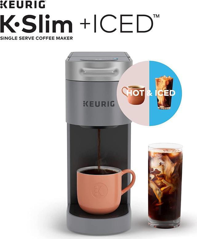 Keurig 611247394274 K-Slim + ICED Single Serve Coffee Maker Brews 8 to  12oz. Cups (Gray)- New 