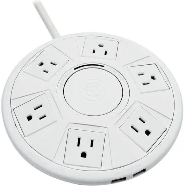Main image of Accell D080B-048F Power Air 1080J Surge Protector with 2 USB-A, 6 ft, Retail box, white