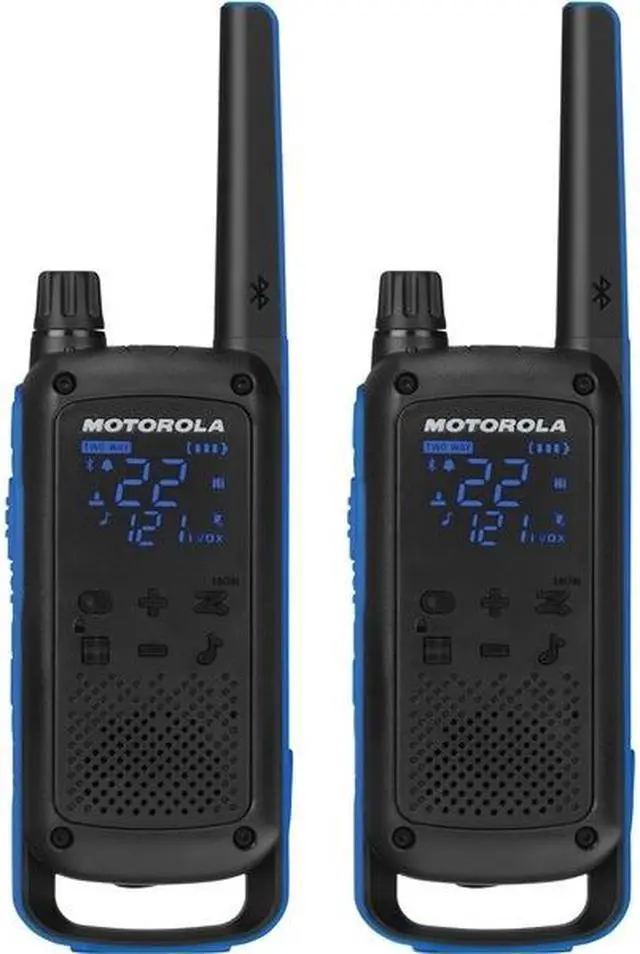 Alt view image 17 of 20 - Motorola T800 Two-Way Radio - 56KM Bluetooth Model, 2 Pack, Black/Blue