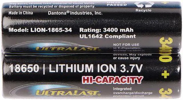Alt view image 5 of 6 - Ultralast UL1865-34-2P 3,400 mAh 18650 Retail Blister Carded Batteries (2 Pack)