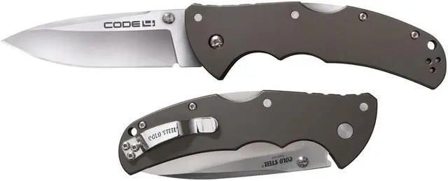 Alt view image 2 of 9 - COLDSTEEL 4005084 Cold Steel Code 4 Spear Point Folding Knife 3-1/2 S35VN Satin Plain Blade Aluminum Handles
