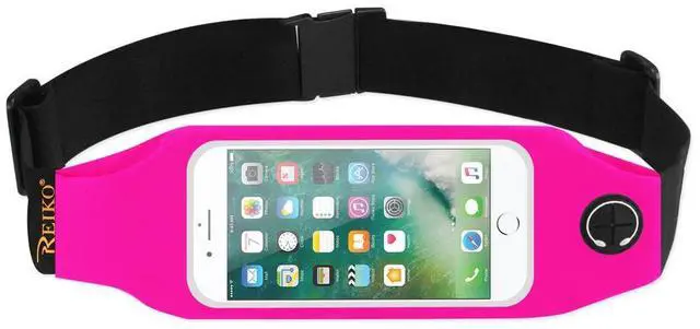 Alt view image 4 of 8 - REIKO RUNNING SPORT BELT FOR IPHONE 7/ 6/ 6S OR 5 INCHES DEVICE WITH TWO POCKETS AND LED IN PINK (5x5 INCHES)