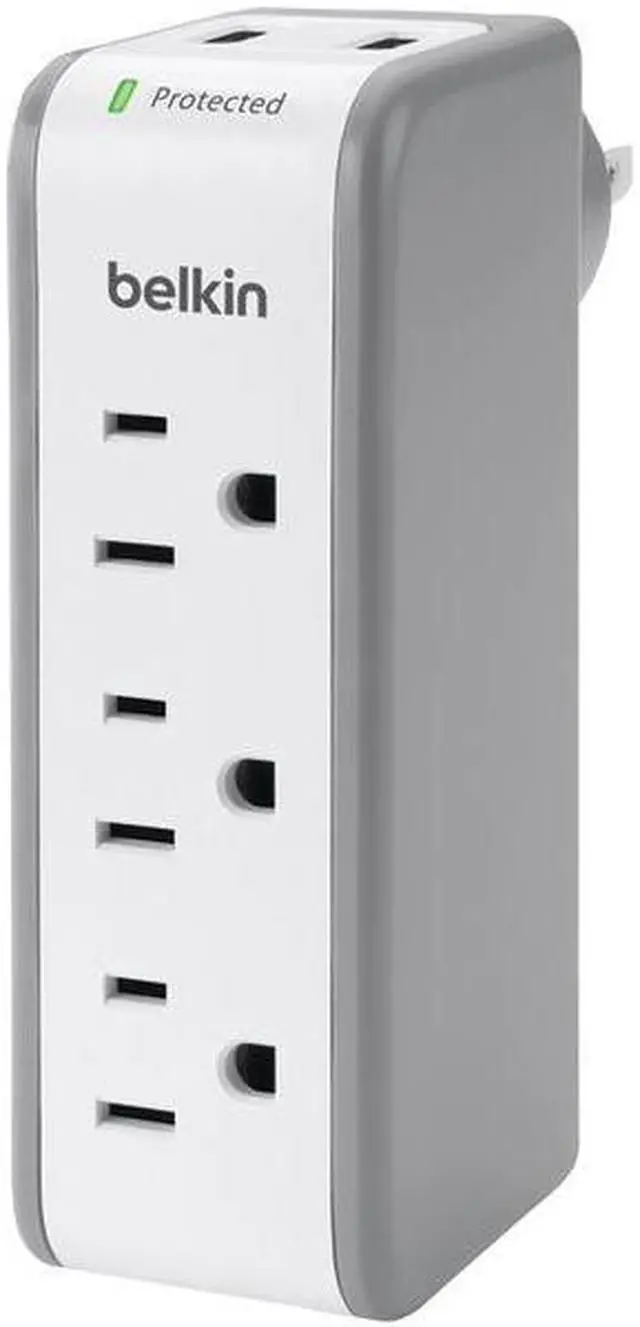 Alt view image 2 of 20 - Belkin SurgePlus 2-Port USB Swivel Charger w/ 3 AC Outlets (10 Watts, Combined)