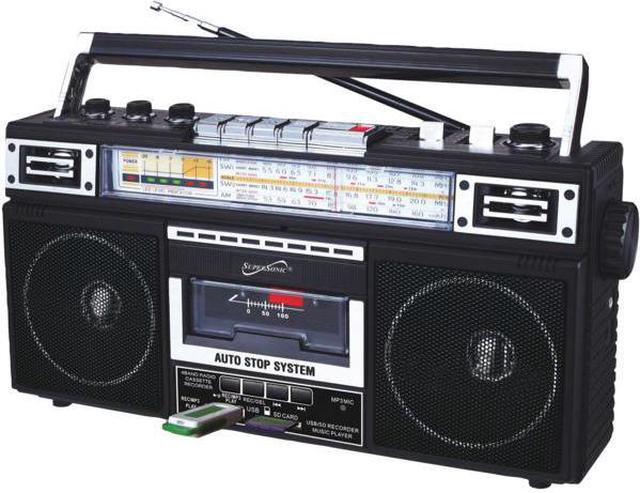 Alt view image 6 of 14 - Supersonic SC-3201BT-BK 4 Band Radio & Cassette Player + Cassette To Mp3 Converter & Bluetooth (Black)