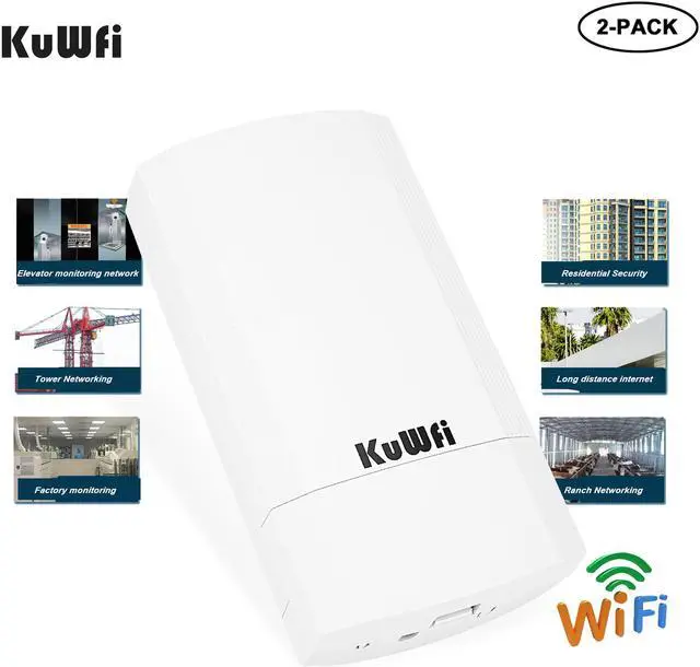 Alt view image 4 of 7 - KuWFi 2-Pack Wireless Long Range WiFi Bridge 5.8G 900Mbps Point to Point Access Point Indoor/Outdoor AP CPE Kit Supports 2-3KM Anti-Interference for PTP/PTMP